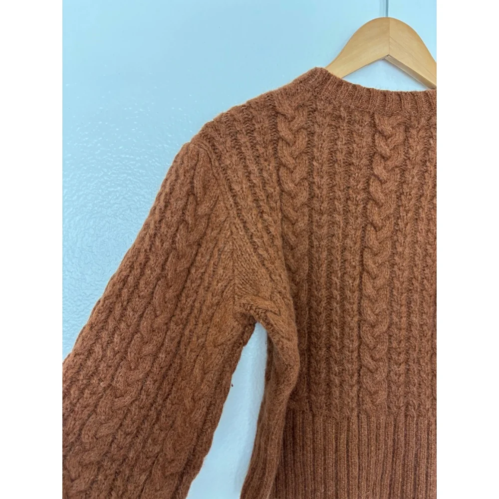 DOEN Cable Knit Sweater Brown Size M - Picture 8 of 12